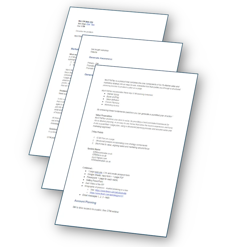 Research and drafting output produced by the myGTMplan system